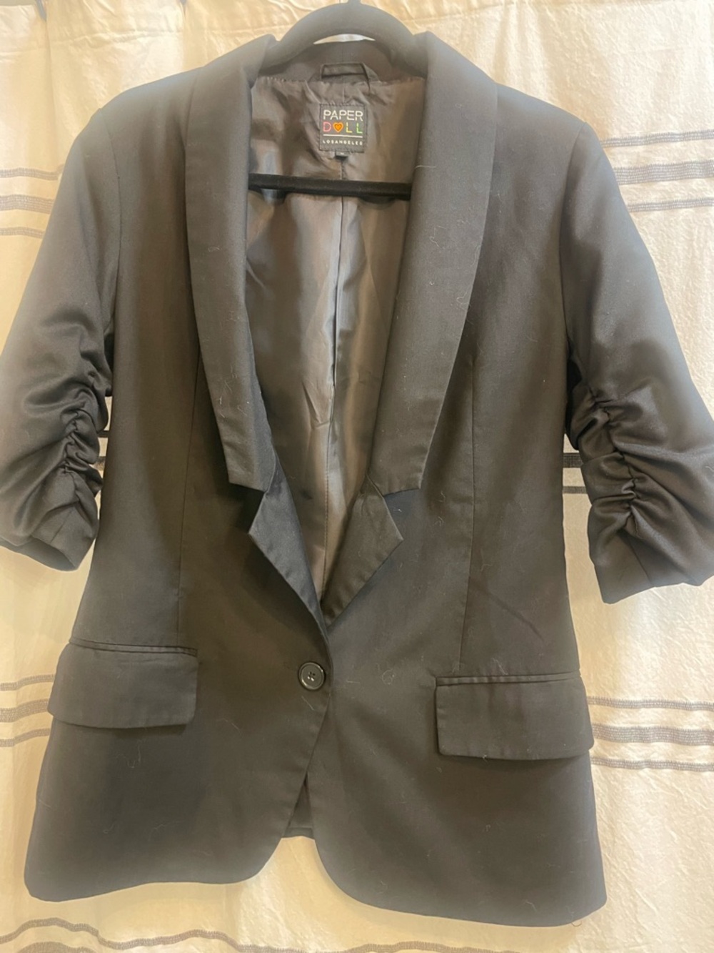 paper doll Black Jacket with Multicolor Logo Detail